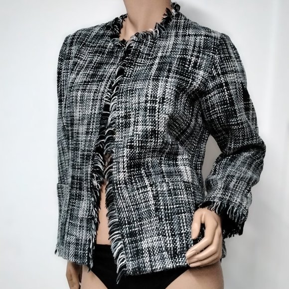 Dialogue Women Tweed Jaquet Blazer Careers Classic Elegant Size 12 Lined Pockets - Picture 6 of 16